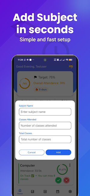 Attendance Calculator BunkWise Screenshot 3
