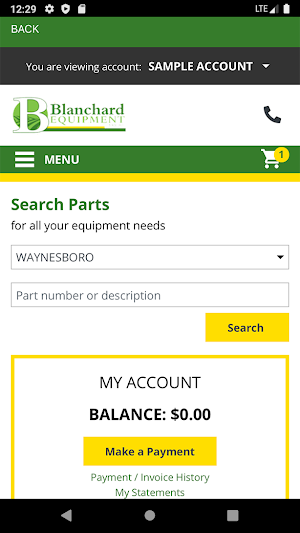 Blanchard Equipment Portal Screenshot 1