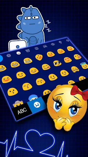 Neon Blue Heartbeat Keyboard Theme Screenshot 2