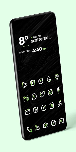 Aline Green Icon Pack - Linear White & Green Icons Screenshot 2