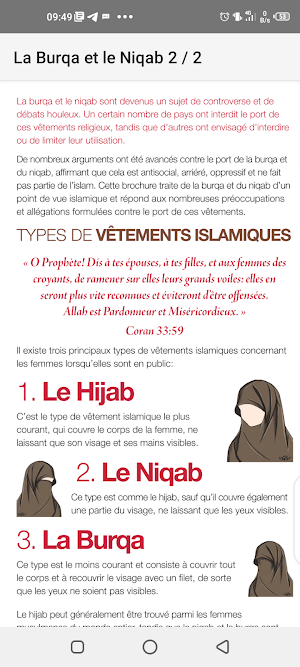 Brochure: La burqa et le niqab Screenshot 1