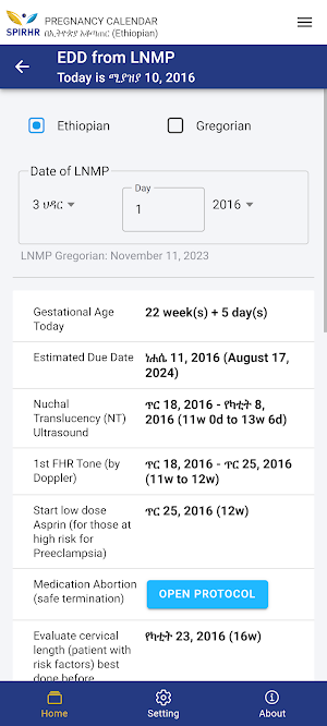 Ethiopian Pregnancy Calendar Screenshot 1