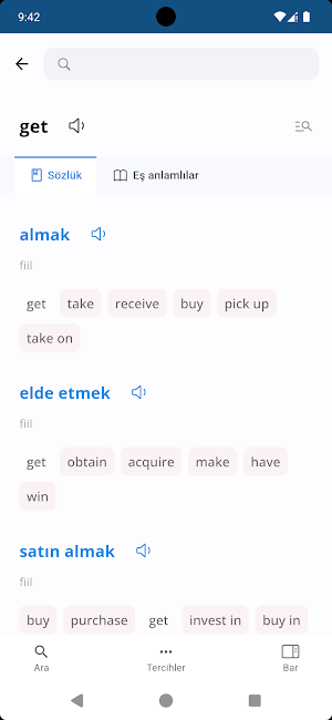 Turkish English Dictionary Screenshot 1