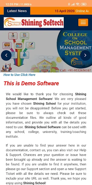 Shining Softech: School Management System Demo Screenshot 2