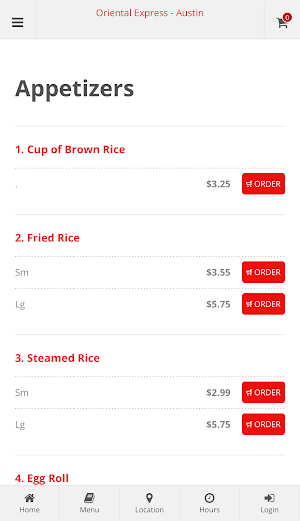 Oriental Express Austin Order Screenshot 1