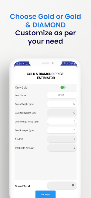 Gold Diamond Estimator Tool Screenshot 2