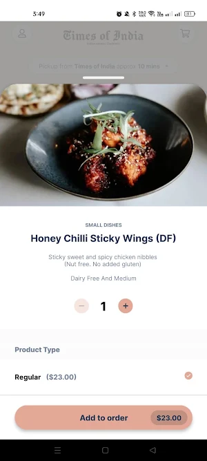 Times Of India Restaurant Screenshot 1