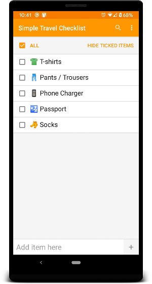 Simple Travel Checklist, Reminder & Widget Screenshot 0