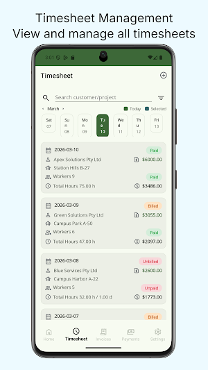 Project Works - Timesheets Screenshot 2