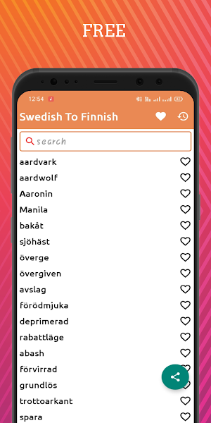Swedish To Finnish Dictionary Screenshot 0