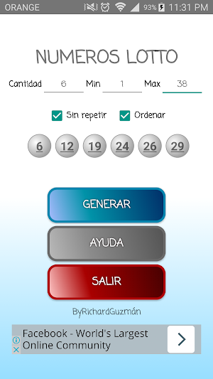 Lottery Number Generator Screenshot 0