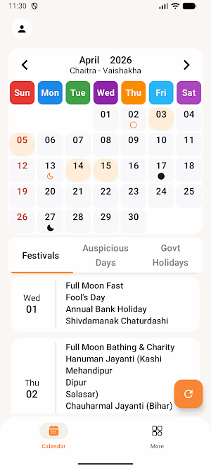Hindu Calendar 2026 - Panchang Screenshot 0