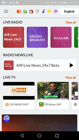 NewsOnAir: Prasar Bharati Official App News+Live Screenshot 1