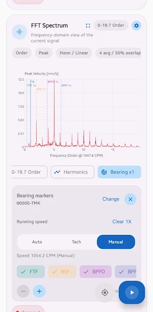 DynamiX Vibration FFT Analyzer Screenshot 2