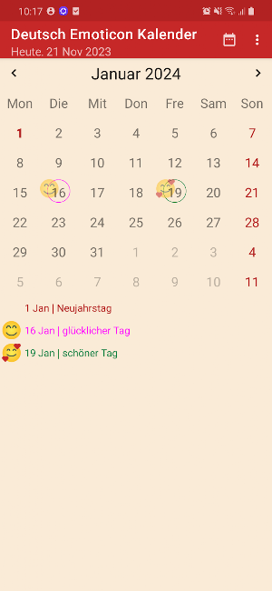 Deutsch Emoticon Kalender Screenshot 0