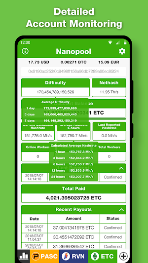 nCompanion - Nanopool Monitoring App Screenshot 2
