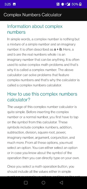 Complex Numbers Calculator Screenshot 1