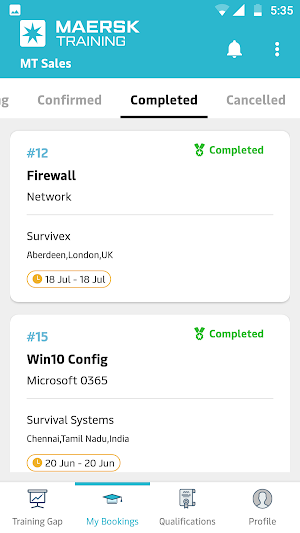 Maersk Training TMS Screenshot 3