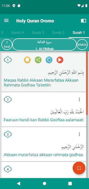 Holy Quran Afaan Oromoo Screenshot 1
