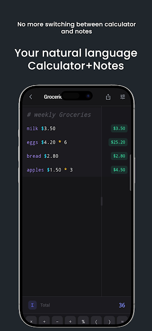 LogicNote : Notepad Calculator Screenshot 0