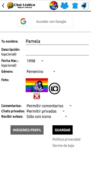 Chat Lésbico - Mujeres Solteras Screenshot 1