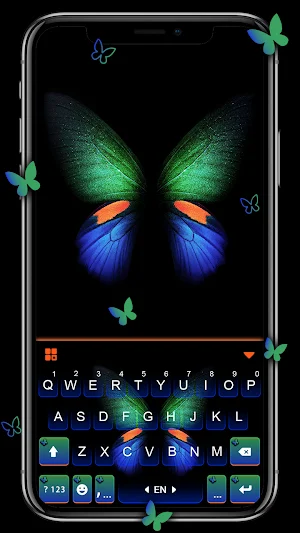 Neon Glow Butterfly Keyboard Background Screenshot 0