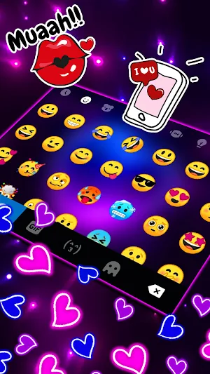 Neon Heart Gravity Keyboard Background Screenshot 2