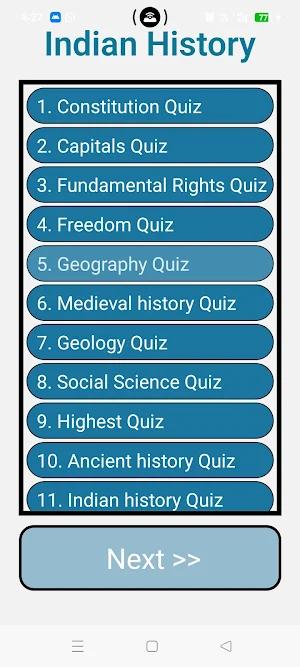 Indian History Test Screenshot 1