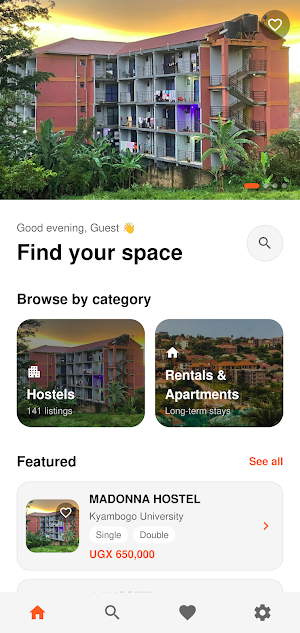 Kunga: Hostels, Rentals & more Screenshot 1