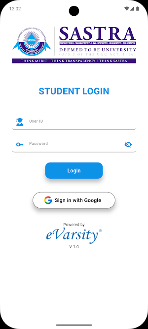 Sastra Student Portal Screenshot 0