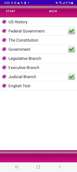 Test Exam Citizenship Review Screenshot 2