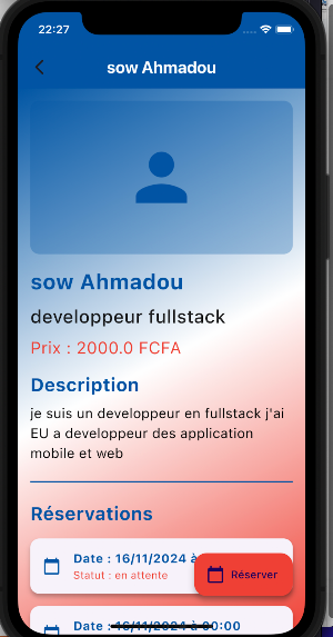 service reservation Screenshot 0
