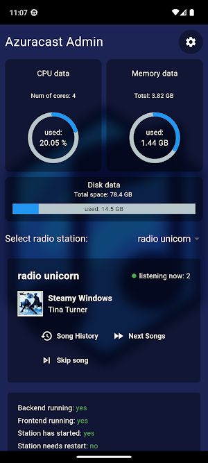 azuracast admin Screenshot 0
