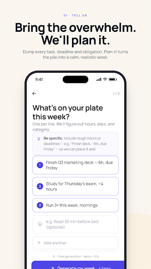 Plan It – AI Weekly Planner Screenshot 1
