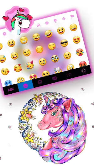 Flower Pink Unicorn Keyboard Background Screenshot 2