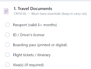 Ultimate Travel Checklist Screenshot 0