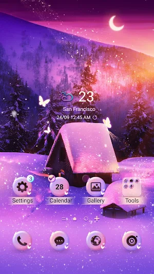 Winter Sunset Moon - Wallpaper Screenshot 0