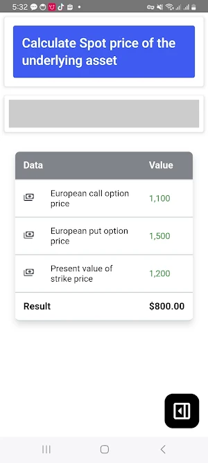 Put-Call Parity Calculator Screenshot 3
