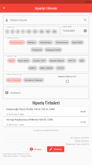 Datra B2B Mobil Uygulaması Plasiyer Sipariş Screenshot 1