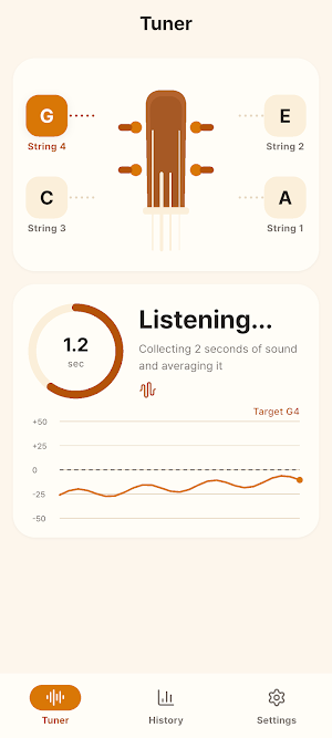 Easy Ukulele Tuner Pitch Meter Screenshot 1