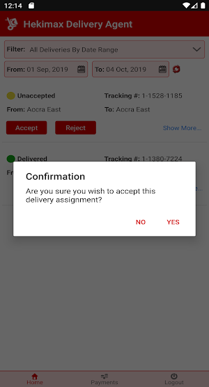 Hekimax Delivery Agent - Packa Screenshot 1
