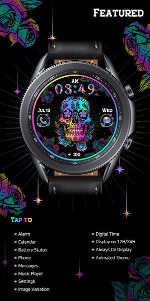 Colorful Skull_Watchface Screenshot 0