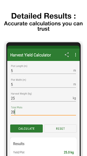 Harvest Yield Calculator Screenshot 2