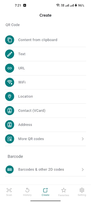 QR Code Scanner Create QR Code Screenshot 1