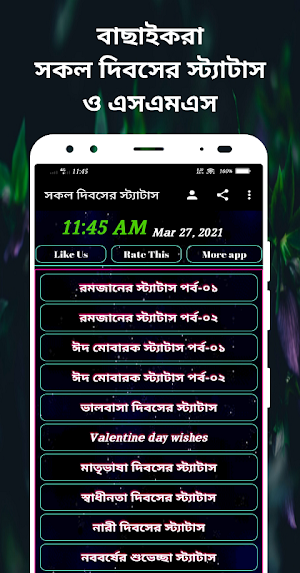সকল দিবসের স্ট্যাটাস Screenshot 1
