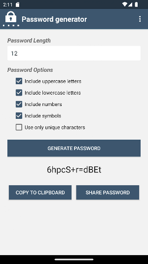 Simple password generator Screenshot 0