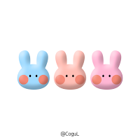카카오톡 테마 - 쿠션 토끼_레인보우 화이트