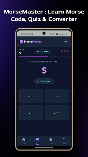 Morse Code Translator & Quiz Screenshot 2