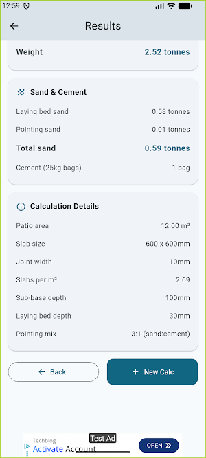 Paving Calculator Screenshot 3