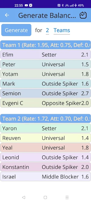 Volleyball Balanced Team Screenshot 2